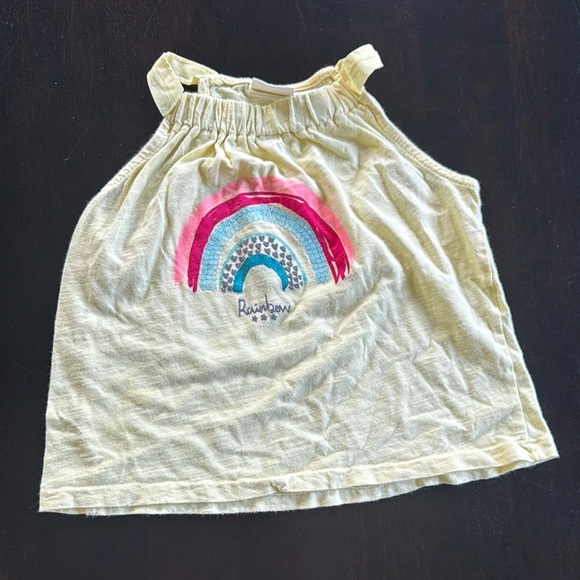 Zara Kids Yellow Tank Top with Rainbow Design - Picture 1 of 3